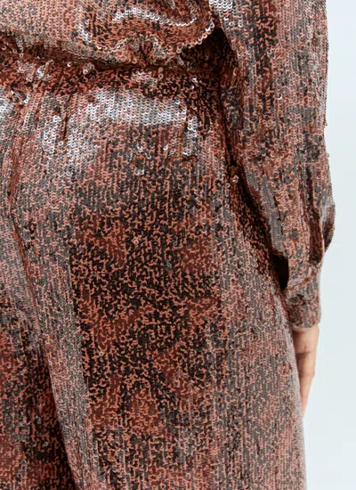 Dries Van Noten Brown Wide Trousers With Micro Sequins In Brown