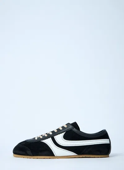 Dries Van Noten Women Suede Low-top Sneakers In Black