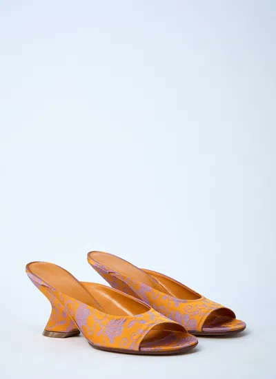 Dries Van Noten Women Textile Slingback Heels In Orange