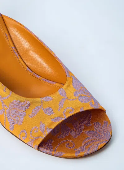 Dries Van Noten Women Textile Slingback Heels In Orange