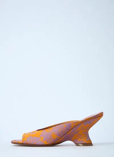 Dries Van Noten Women Textile Slingback Heels In Orange