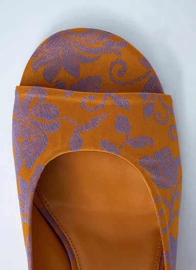 Dries Van Noten Women Textile Slingback Heels In Orange
