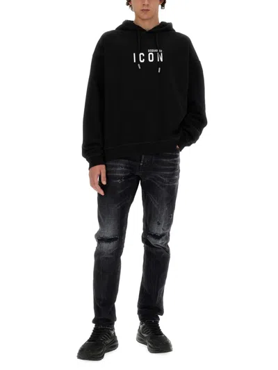 Dsquared2 'cool Guy' Black Five-pocket Jeans With Rips In Black