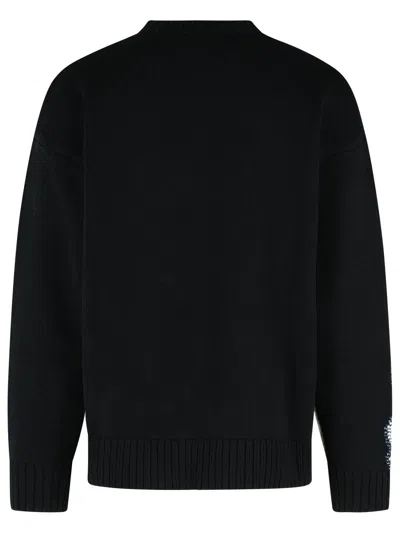 Dsquared2 Crew Neck Sweater With Bold Intarsia Pattern In Black
