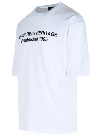 Dsquared2 Mens White Heritage 95 Text-print Cotton T-shirt In Blue