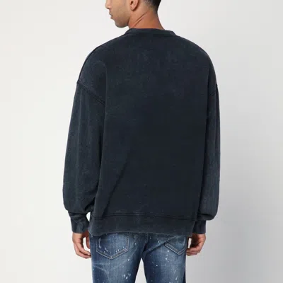 Dsquared2 Washed Grey Sweatshirt With Logo In Blue