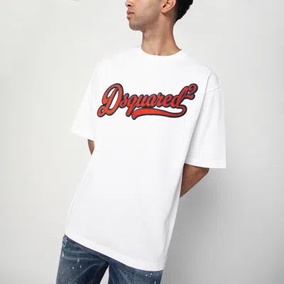 Dsquared2 Loose Fit Cotton Logo T-shirt In White