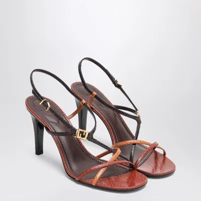 Fendi Multicolour Metallic Ayers High-heeled Sandals In Brown
