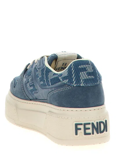 Fendi Match Canvas And Suede Low-top Sneakers In Blue