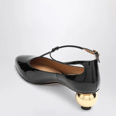 Ferragamo Black Patent T-strap Décolleté In Black