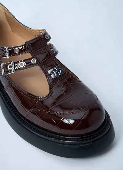 Ganni Brown Everyday Butterfly Mary Jane Loafers In Brown