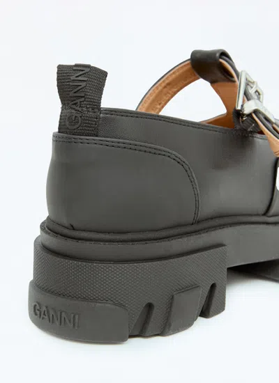 Ganni Women Cleated Mary-jane Shoes In Black