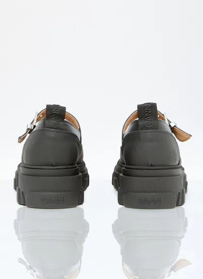 Ganni Women Cleated Mary-jane Shoes In Black