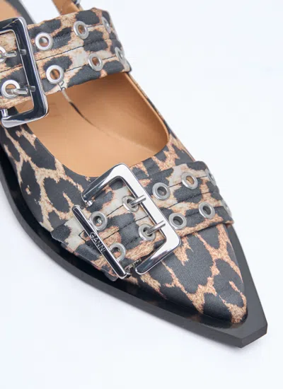 Ganni Feminine Fabric Slingback Pumps In Animal Print