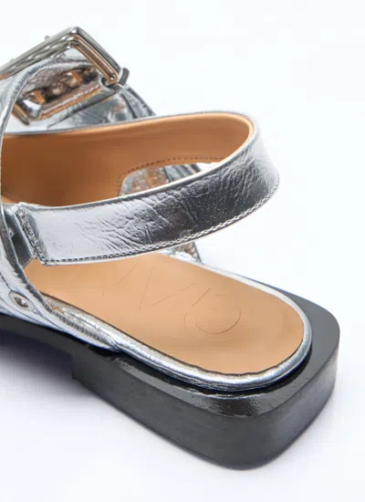 Ganni Women Feminine Buckle Ballerina Flats In Silver