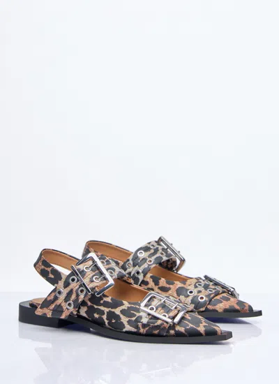Ganni Feminine Fabric Slingback Pumps In Animal Print