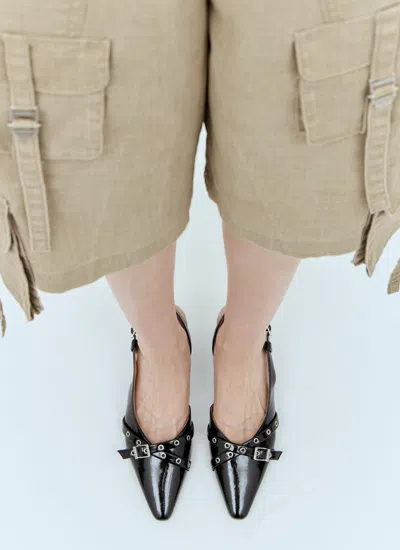 Ganni Slingback Kitten Heel Pump In Black