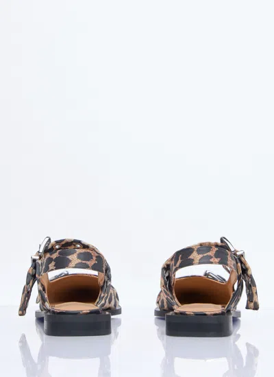 Ganni Feminine Fabric Slingback Pumps In Animal Print