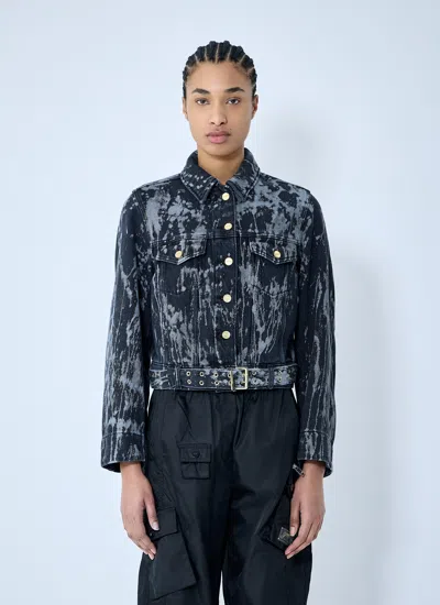 Ganni Heavy Denim Jacket In Animal Print