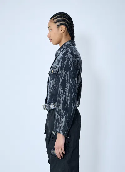 Ganni Heavy Denim Jacket In Animal Print