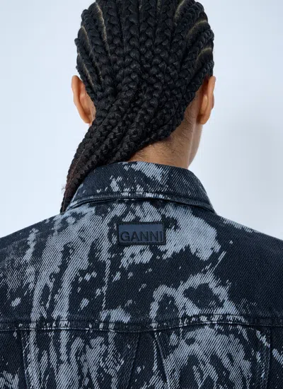 Ganni Heavy Denim Jacket In Animal Print