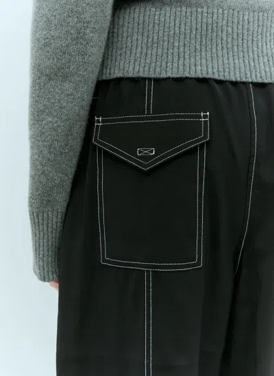 Ganni Black Cotton Pants In Black