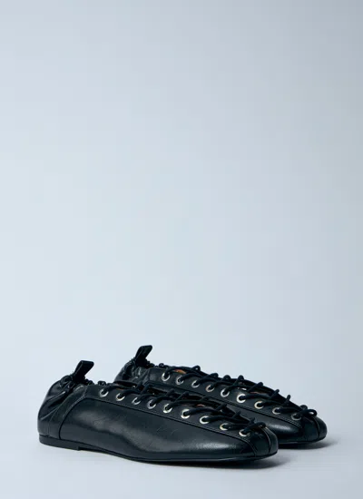 Ganni Lace Up Ballerina | In Black