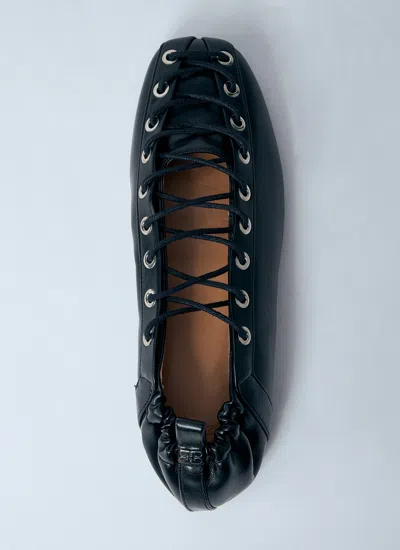Ganni Lace Up Ballerina | In Black