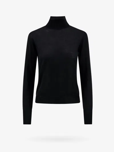 Golden Goose Fitted Black Turtleneck Sweater With Metallic Star Accents In Black