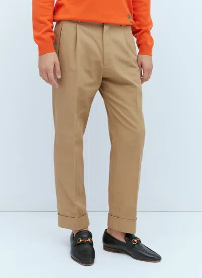 Gucci Cotton Gabardine Tailored Pants In Brown
