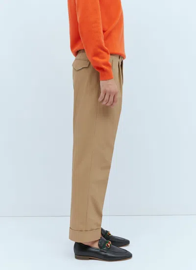 Gucci Cotton Gabardine Tailored Pants In Brown