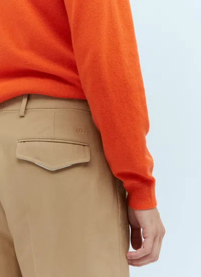 Gucci Cotton Gabardine Tailored Pants In Brown