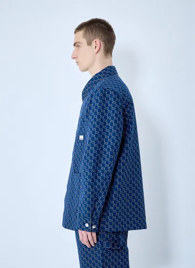 Gucci Gg Shadow-jacquard Cotton Jacket In Blue