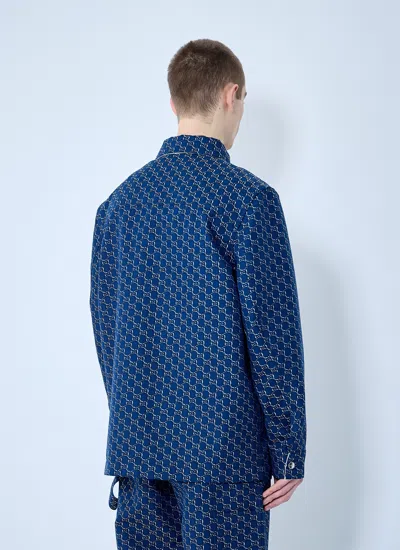 Gucci Gg Shadow-jacquard Cotton Jacket In Blue