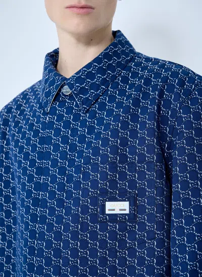 Gucci Gg Shadow-jacquard Cotton Jacket In Blue