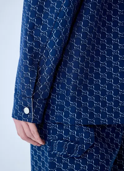 Gucci Gg Shadow-jacquard Cotton Jacket In Blue