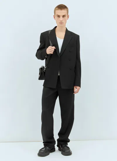 Gucci Men Double-breasted Wool Blazer In Black
