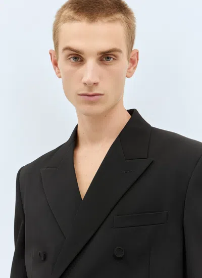 Gucci Men Double-breasted Wool Blazer In Black