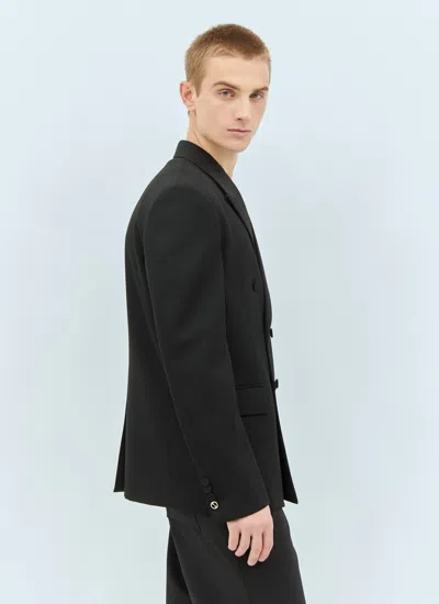 Gucci Men Double-breasted Wool Blazer In Black