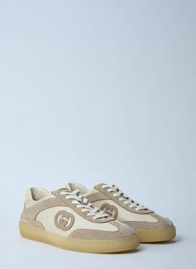 Gucci Dual-tone Mesh And Suede Sneakers In White