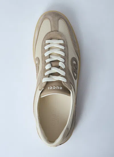 Gucci Dual-tone Mesh And Suede Sneakers In White
