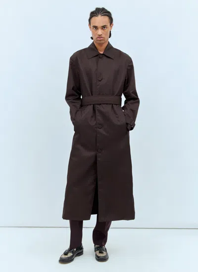 Gucci Belted Buttoned Coat In Brown