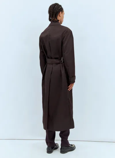 Gucci Belted Buttoned Coat In Brown