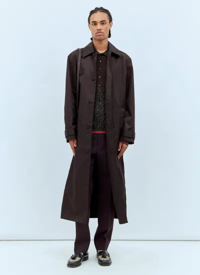Gucci Belted Buttoned Coat In Brown