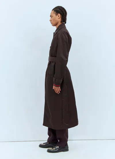 Gucci Belted Buttoned Coat In Brown