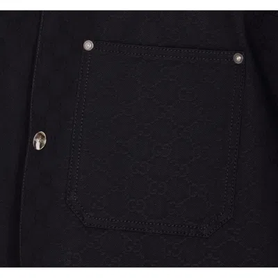 Gucci Classic Short-sleeve Cotton Shirt In Black