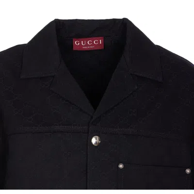 Gucci Classic Short-sleeve Cotton Shirt In Black