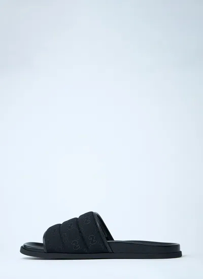 Gucci Gg-patterned Padded Slide Sandals In Black
