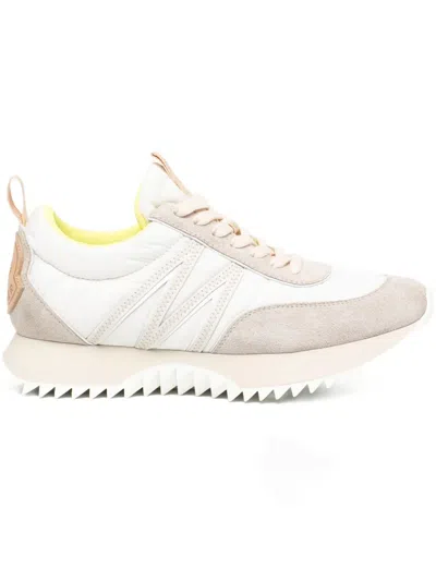 Moncler Pacey Sneakers In Nylon And Suede Leather. In White