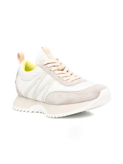 Moncler Pacey Sneakers In Nylon And Suede Leather. In White